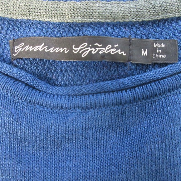 Gudrun Sjoden Linen Tunic Dress M Blue Long Sleeve Hi-Low Hem Relaxed Boho 276 - Picture 3 of 9